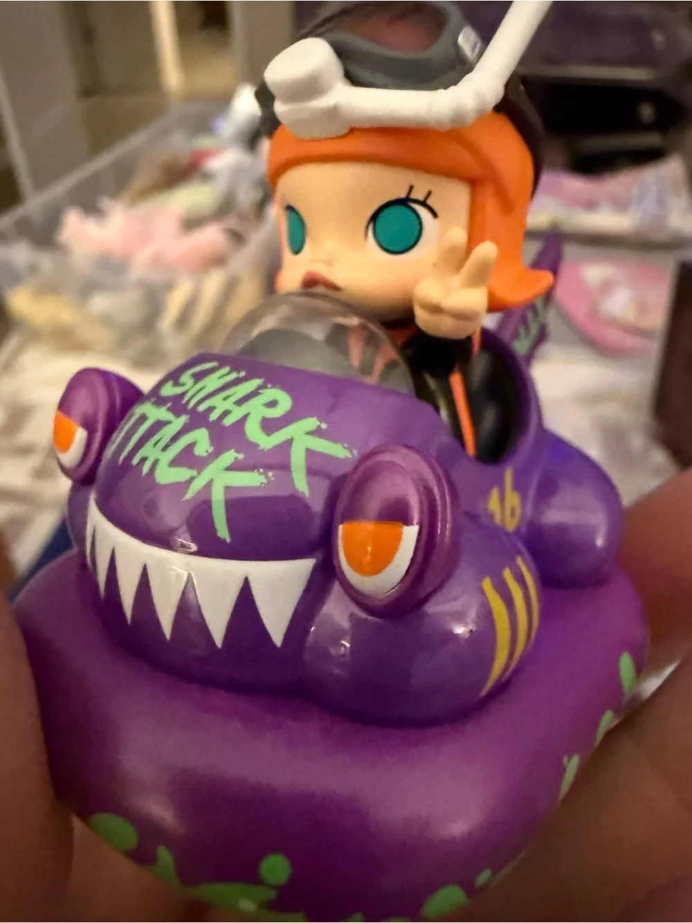 🔥 RARE SECRET POP MART MOLLY POPCAR Bumper Car Shark Attack 1/120